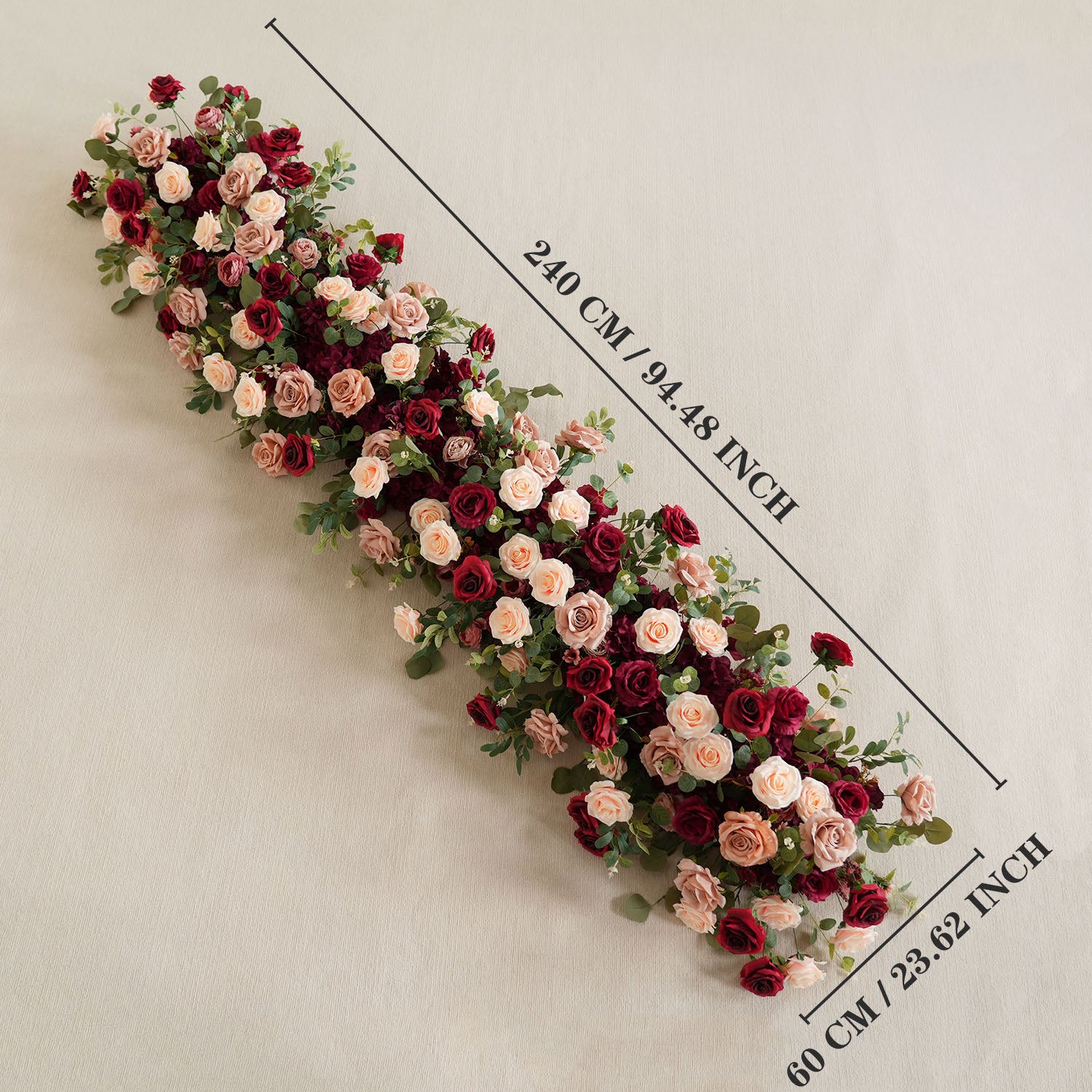 Uflower Artificial Rose Flower Row Wedding KT Backdrop Decor